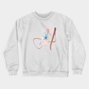 Letter H Rose Gold and Watercolor Blush Pink and Navy Crewneck Sweatshirt